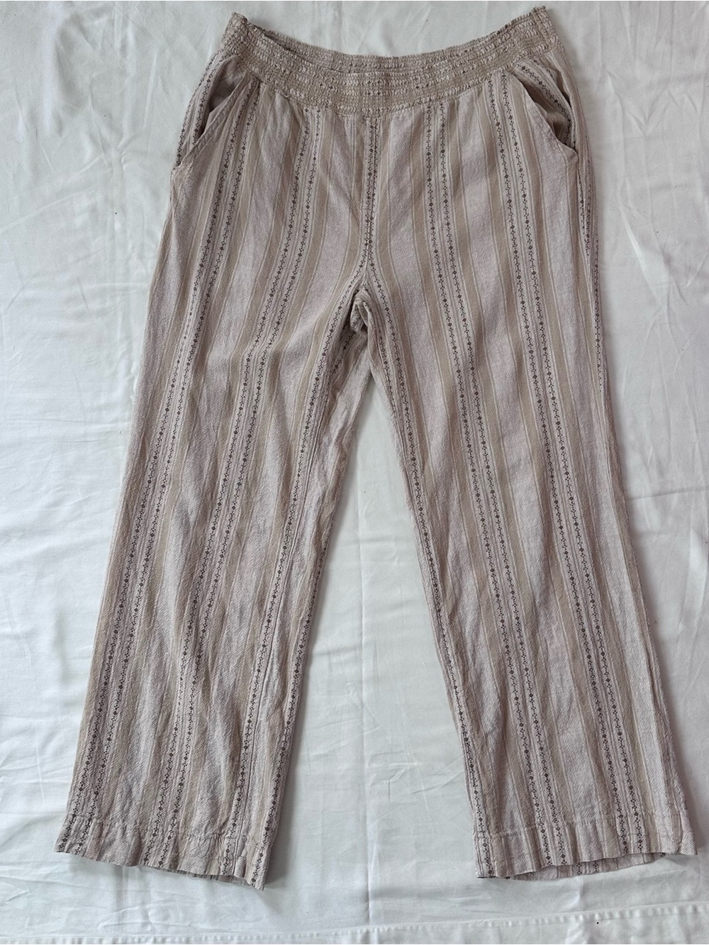 Briggs Linen Blend Wide Leg Striped Pants - Coastal Grandma L